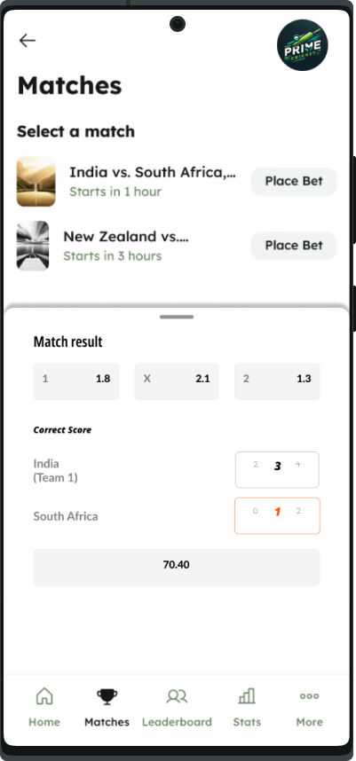 PrimeCricket App Screenshot 2